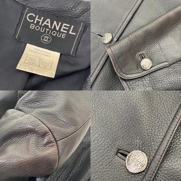 CHANEL LEATHER JACKET 1990s VINTAGE - Picture 3 of 3